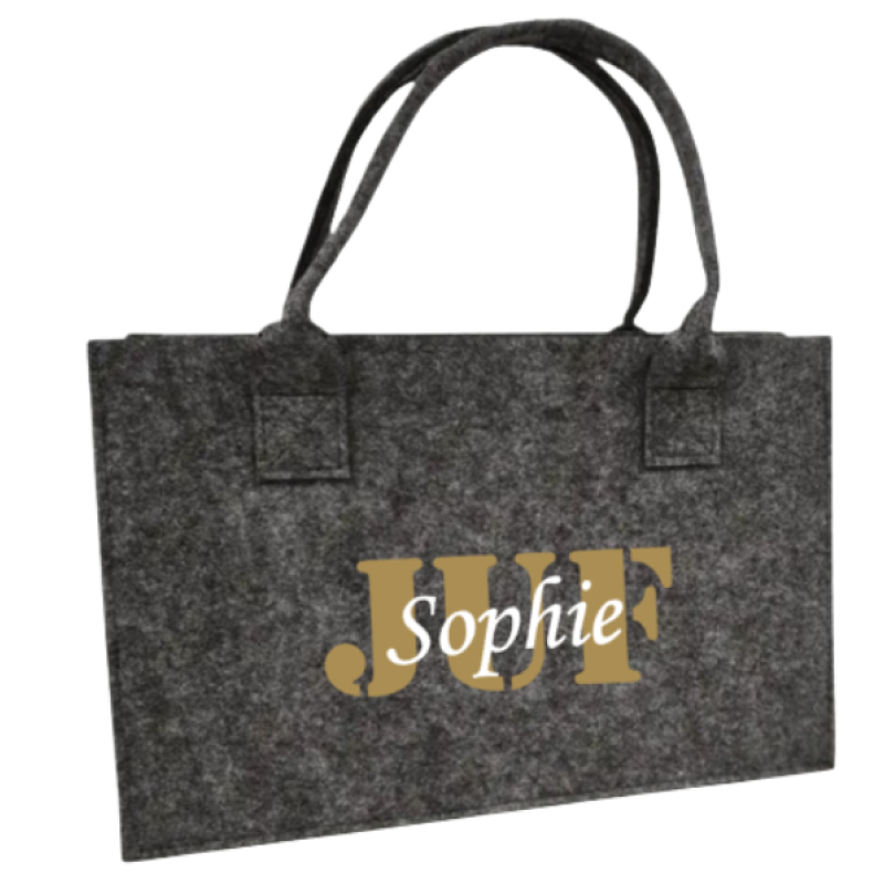 Vilten handtas met naam  